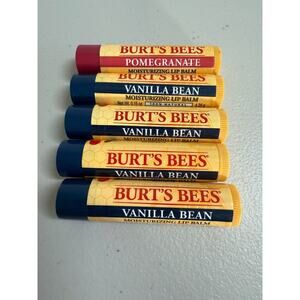 Burts Bees Moisturizing Lip Balm 0.15 oz Vanilla Bean Pomegranate Lot of 5